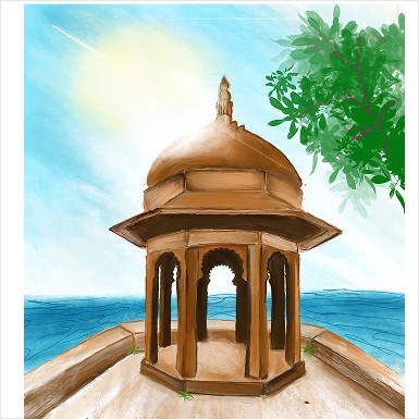 Lake Fatehsagar digital illustration